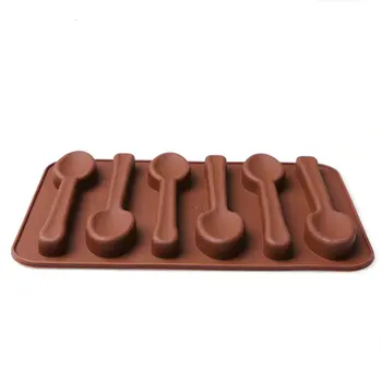 1 adet 6 Boşluğu Silikon Kaşığı Şekil Çikolata Jelly Buz Pişirme Kalıp Kaşığı Tasarım Pasta Araç Bakeware Dekorasyon Araçlar Kalıpları