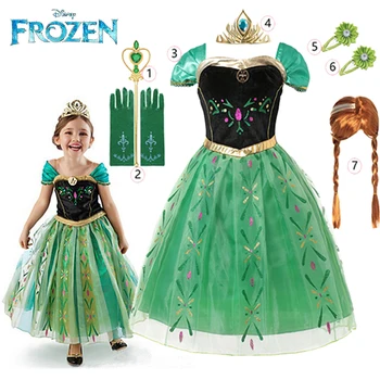 Disney Dondurulmuş Kostüm Prenses Anna Kızlar Elbise Cosplay Kar Kraliçe Kostüm Çocuk Elbise Çocuklar Halloween Parti Anna Elsa Elbise 4