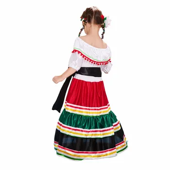 Çocuklar Meksika İçin Eraspooky Geleneksel Halk Meksikalı Elbise Kadın Cadılar Bayramı Kostüm Partisi Aile Dans Süslü Elbise Karnaval 0