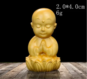 Mini Keşiş Budist Servet Domuz Şimşir Oyma Buda Guanyin Maitreya Shakya Muni Louts Kolye El Sanatları Şekil Heykelcik Dekor 1