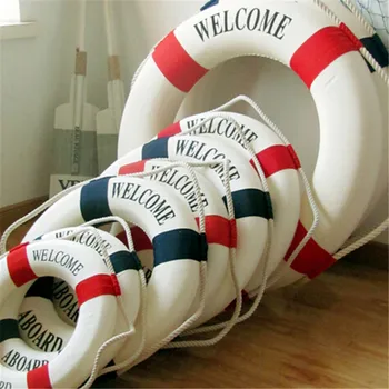 14cm Köpük Lifebuoy Yüzük Oyuncak Asılı Gemi Duvar Akdeniz Tarzı El Sanatları Ev Dekorasyon Gemiye Hoş Geldiniz Pamuk Halat Lifebuoy 2