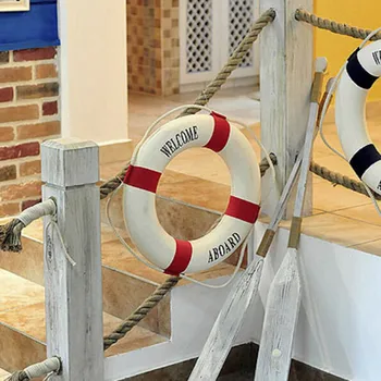 14cm Köpük Lifebuoy Yüzük Oyuncak Asılı Gemi Duvar Akdeniz Tarzı El Sanatları Ev Dekorasyon Gemiye Hoş Geldiniz Pamuk Halat Lifebuoy 3