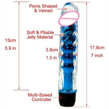 7 inç Kristal Yumuşak Titreşim Vibratör AV Mastürbasyon Değnek Seks Oyuncakları Kadınlar için G noktası Klitoris Stimülasyon Masajı Yetişkin Dükkanı