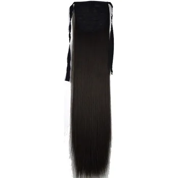 TOPREETY sentetik saç Elyaf ısıya dayanıklı düz şerit at kuyruğu saç Extension1006