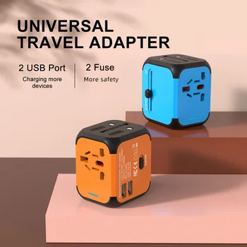 Seyahat Adaptörü Uluslararası Evrensel Güç Adaptörü All-in-one 2 USB Dünya Çapında duvar şarj cihazı ABD İNGİLTERE AB AU Seyahat 0