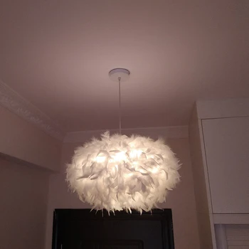 Modern tüy kolye ışıkları LED kolye lamba yatak odası dekoru oturma odası Başucu Droplight Dekorasyon Restoran Asılı lambalar 1