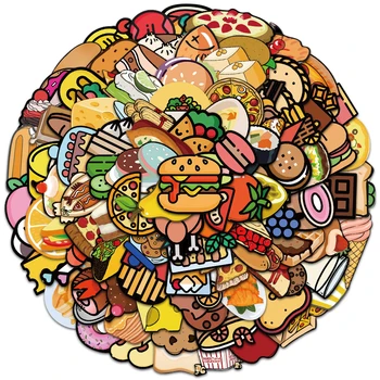 10/50/100 adet Karikatür Sevimli Gıda Tatlı Pizza Kek Burger Çıkartmalar DIY Bavul Dizüstü Dizüstü Graffiti Sticker Çıkartmaları Çocuk Oyuncakları 1