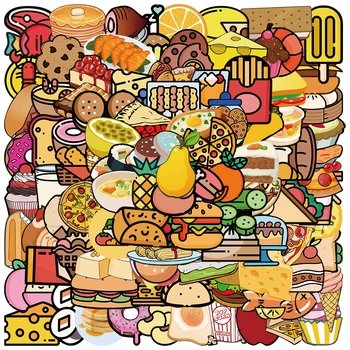 10/50/100 adet Karikatür Sevimli Gıda Tatlı Pizza Kek Burger Çıkartmalar DIY Bavul Dizüstü Dizüstü Graffiti Sticker Çıkartmaları Çocuk Oyuncakları 3