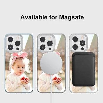 DIY Akrilik Kablosuz Şarj Durumda iPhone 14 13 12 Pro Max Artı Özel Fotoğraf Adı Logo Kapak için Güçlü Manyetik Magsafe Kabuk 0