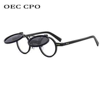 OEC CPO Punk Yuvarlak Kapak Güneş Gözlüğü Erkek Kadın Vintage Küçük Çerçeveleri güneş gözlüğü Kadın Moda Shades Gözlük UV400 Da Sole Donna