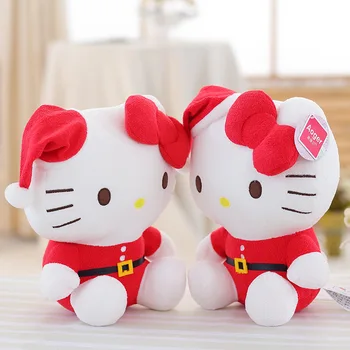 Hello Kitty Noel Dolması Kawaii Sevimli Anime Karikatür Peluş oyuncak bebekler peluş hediye Noel Butik Hediye Bebek Kızlar için Hediye
