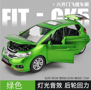 1: 32 Honda Fit Simülasyon Alaşım Araba Modeli Altı Kapı Ses ve ışık oyuncak araba Modeli çocuğun Doğum Günü Yeni Yıl Hediye Mavi