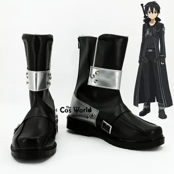 Sword Art Online Narusaka Kazuto Kirigaya Kazuto Kirito Anime Özelleştirmek Cosplay düz ayakkabı Botları