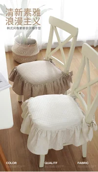 45x45 cm beyaz kahki prenses fırfır pamuk sandalye minderi koltuk mat nefes walf çekler yemek sandalye mat
