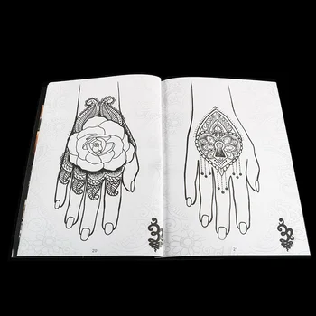 Dövme Kitap Albümü Desen Kına Çiçek Kelebek Stencil Dövmeler Şablon Avrupa Amerika El Göğüs Ayak Bileği Vücut Sanatı El Yazması 0