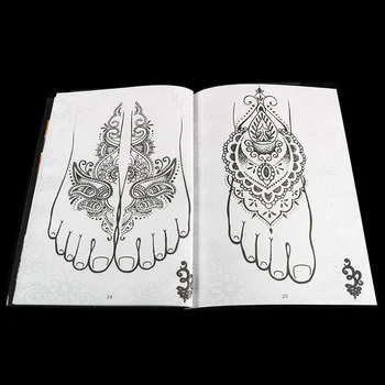 Dövme Kitap Albümü Desen Kına Çiçek Kelebek Stencil Dövmeler Şablon Avrupa Amerika El Göğüs Ayak Bileği Vücut Sanatı El Yazması 2