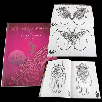 Dövme Kitap Albümü Desen Kına Çiçek Kelebek Stencil Dövmeler Şablon Avrupa Amerika El Göğüs Ayak Bileği Vücut Sanatı El Yazması 3