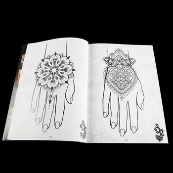 Dövme Kitap Albümü Desen Kına Çiçek Kelebek Stencil Dövmeler Şablon Avrupa Amerika El Göğüs Ayak Bileği Vücut Sanatı El Yazması 4