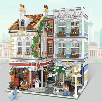 Sokak Görünümü Şehir Mini Mağaza oyuncak inşaat blokları Mikro Boy Tuğla Modeli Teknik Doğum Günü Hediyeleri Oyuncaklar Çocuklar İçin Yetişkin