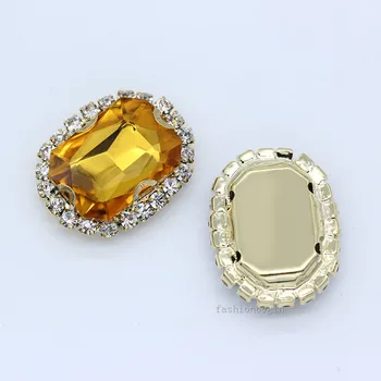 15p 10x14mm dikdörtgen Renk Düğün Kostüm Dekor kristal cam Rhinestone Trim boncuk Altın Alt toka Giysi aksesuarları İçin 0