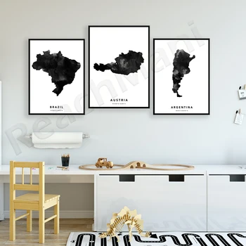 Avusturya, Arjantin, Brezilya, Wyoming, Batı Virginia harita baskı, minimal yol haritası, harita duvar sanat posterleri 0