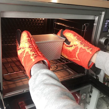 3D ısıya dayanıklı Mitten mutfak pişirme mikrodalga fırın eldiveni yalıtımlı kaymaz eldiven yengeç / balık şekli kalınlaşma pamuk fırın eldivenleri