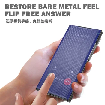 Lüks Mat karbon fiber kapak akıllı ayna telefon kılıfı İçin Samsung Galaxy S20 S21 Ultra A71 A50 A12 M12 A21S A51 A52 S8 S9 Artı 5