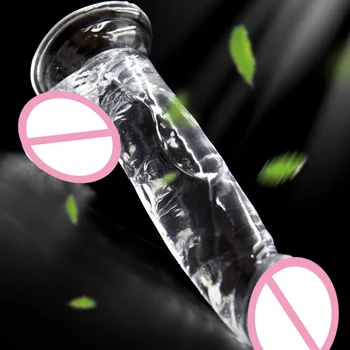Gerçekçi Kristal Jöle Yapay Penis Anal Masturbators Kadın Dildos Kadınlar için Sextoys Yetişkinler için Yapay Penis Vantuz Dick Erotik SexShop 0