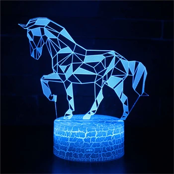 At Tarzı 3D LED Gece Lambası 7 Renk Değiştirme LED Dokunmatik Uzaktan Kumanda USB masa Lambası Ev Odası Dekor İçin Tatil Hediyeler