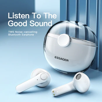 YENİ Essager TWS Kablosuz Kulaklık Bluetooth 5.1 Kulaklık Stereo Müzik Spor Kulaklık Dokunmatik Kontrol 335mAH Uzun Bekleme Mic İle 2