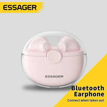 YENİ Essager TWS Kablosuz Kulaklık Bluetooth 5.1 Kulaklık Stereo Müzik Spor Kulaklık Dokunmatik Kontrol 335mAH Uzun Bekleme Mic İle 4