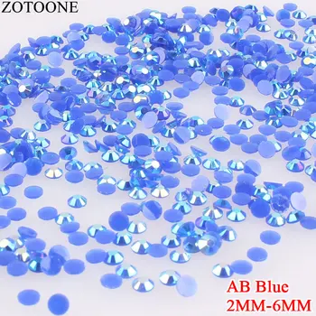 ZOTOONE 1000 Adet Kristal AB Mavi Reçine Rhinestones Çivi Sanat Elbise Dekorasyon Dıy Renkli 2-6mm Kendinden Yapışkanlı Rhinestone D