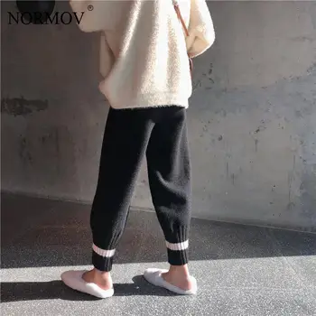 NORMOV Kış Geniş Bacak Pantolon Kadın Esneklik Yüksek Bel Pantolon Kadife Sıcak Kalın Gevşek rahat pantolon Yeni 2021