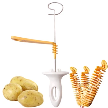 3 Dize Döndür Patates Dilimleme Paslanmaz Çelik + Plastik Twisted Patates Dilim Kesici Spiral DIY Manuel Yaratıcı Mutfak Alet