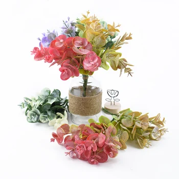 6 adet Okaliptüs Yaprakları Yapay Bitkiler Vazolar Ev Dekorasyon Noel Dekoratif Çiçek Çelenk Dıy Hediye Yeni Yıl El Sanatları