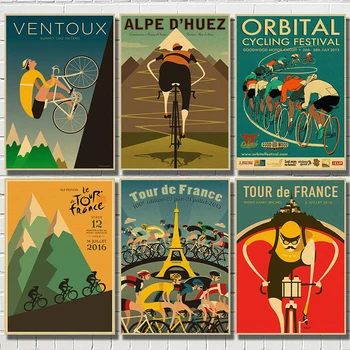 Alpe dağ bisikleti Bisiklet Binmek Vintage Retro Kraft Posteri Boyama Duvar Resmi Baskı Ev Yatak Odası Dekorasyon