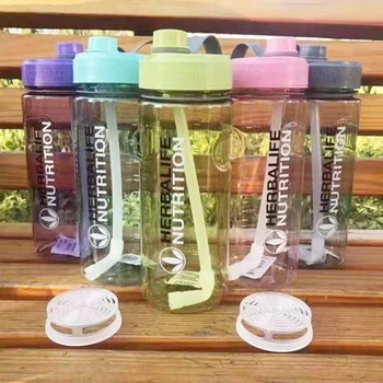 Toptan 1000ml Herbalife Beslenme Su Şişesi Plastik Spor Su pipetli şişeler İçinde Uzay Şişesi su ısıtıcısı BPA Ücretsiz