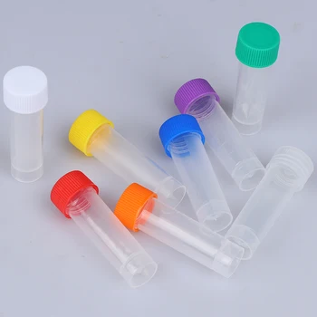 8 renk seçilebilir Sıcak 10 Adet 5ml Plastik Mezun Kriyoviyal Plastik test tüpü Donma Tüpü Soğuk Hava Deposu Tüpü vidalı kapak
