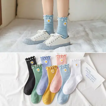 Lolita Tarzı Kadın Çorap Japon Papatya Çorap Kız Kawaii Pamuk Çorap JK İnci Çorap Harajuku Tatlı Şeker JK Ekip Çorap