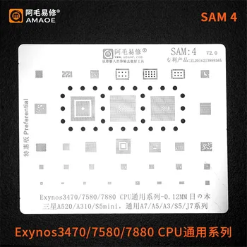 0.12 MM Amaoe SAM: 4 BGA Reballing Şablon SAMSUNG A520 A310 S5mini A7 A5 A3 S5 J7 Exynos3470 7580 7880 CPU 0