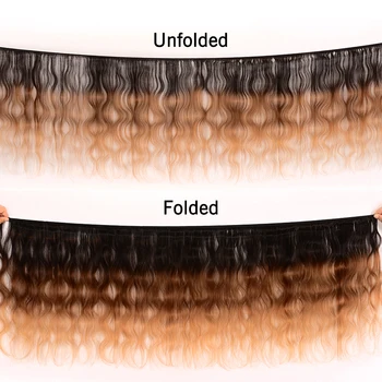 UNice Saç Kysiss Serisi Ombre Saç 3 Demetleri Vücut gölgeli brezilyalı saçı Örgü Demetleri 3 Ton Sarışın T1B/4 / 27 işlenmemiş insan saçı