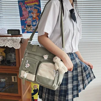 Naylon Su Geçirmez Tuval Kadın Çanta omuzdan askili çanta Japon Öğrenciler Crossbody Okul Çantaları Kızlar için Oxford Tote askılı çanta