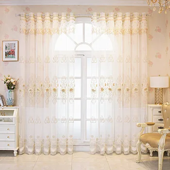 Avrupa lüks Üç Boyutlu Çiçek İşlemeli pencere teli Yatak Odası Sırf Örtüsü Zarif Kabartma Perdeler oturma odası için 1