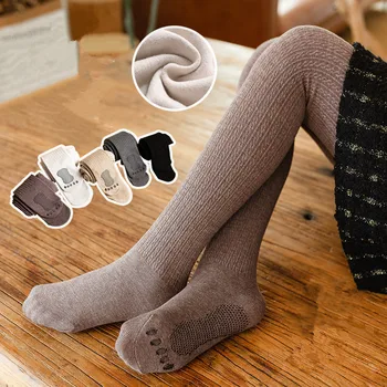 Moda Büküm Düz Renk Tayt Kızlar İçin Sonbahar Kış İnce Kadife Bebek Tayt Çorap Antiskid Taban Kız Külotlu Çorap 1-12 yıl 2
