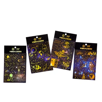 2 adet / grup Galaxy evren serisi Dekoratif Altın Çıkartmalar Scrapbooking dıy Sopa Etiket Günlüğü Kırtasiye Albümü Planlayıcısı Çıkartmalar