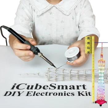 ICubeSmart Led Kanton Kulesi Modeli DIY Elektronik Kiti, LED El Yapımı Lehimleme Proje Kiti, 12 LED Daire, Yükseklik 0.38 Metre. 3
