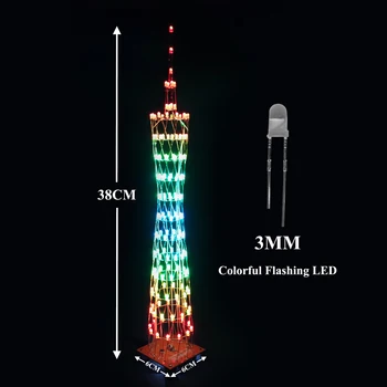 ICubeSmart Led Kanton Kulesi Modeli DIY Elektronik Kiti, LED El Yapımı Lehimleme Proje Kiti, 12 LED Daire, Yükseklik 0.38 Metre. 4