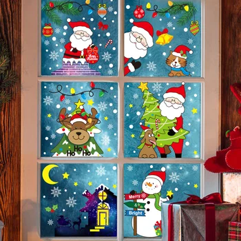 Noel Pencere Çıkartmaları Merry Christmas Geyik Kardan Adam Noel Baba Cam duvar çıkartmaları Yeni Yıl Çıkartmaları Noel Süslemeleri