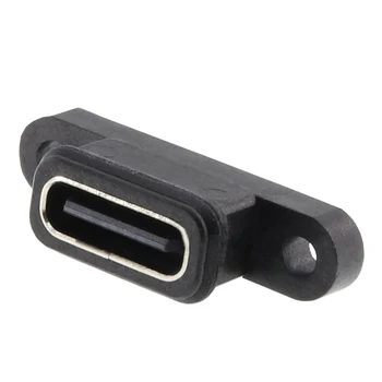 TİP C 2pin Su Geçirmez Dişi USB C Soket Bağlantı Noktası Vida Deliği İle Hızlı Şarj Şarj Arayüzü 180 Derece USB Konektörü 2 Adet 3
