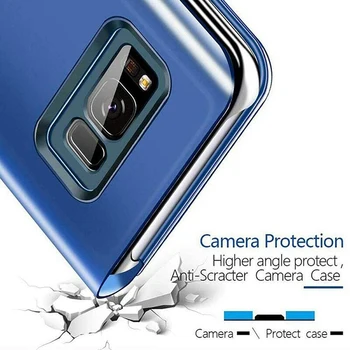 Akıllı Kılıf Samsung Galaxy S21 S20 Ultra S10 Not 10 S9 S8 Artı Temizle Görünüm Penceresi Elektrolizle Kaplama Standı Flip Folio Kapak 1